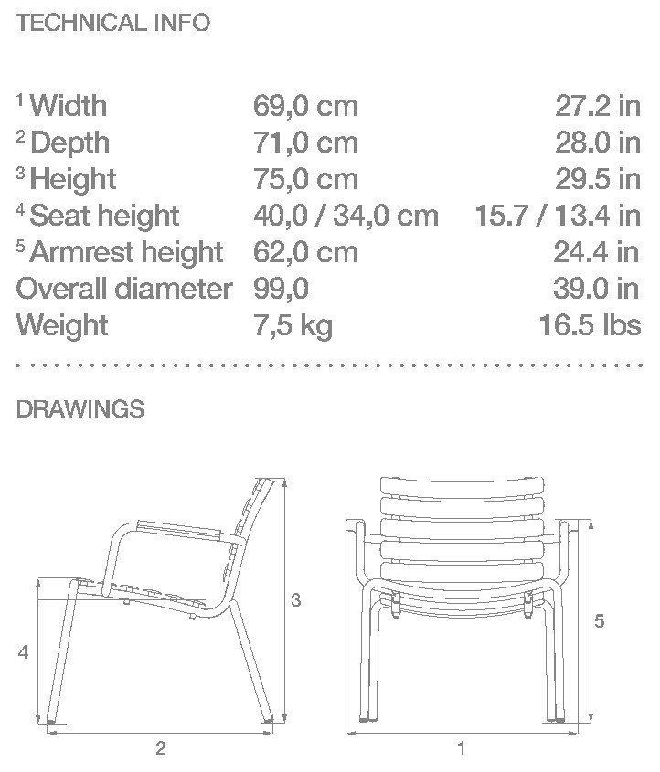 HOUE Alua poltrona lounge – Disegno con misure