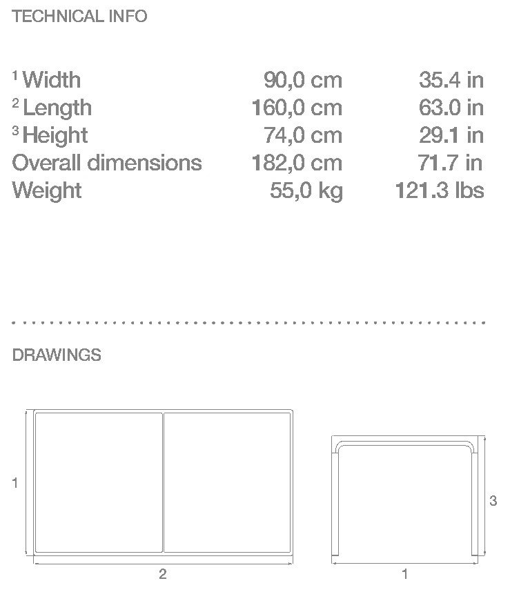 HOUE Four tavolo da pranzo in ceramica 160 x 90 cm – Disegno con misure