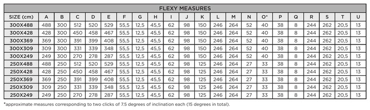 Flexy sunshade measurement table