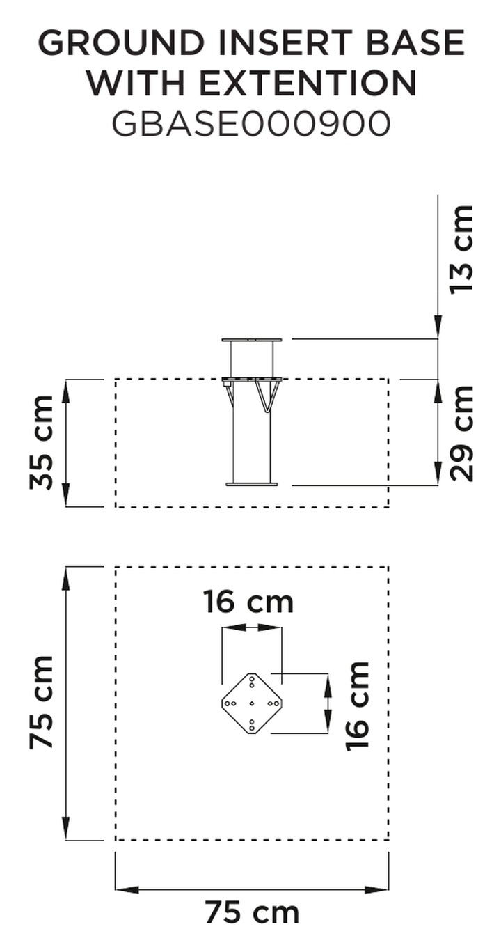 Misure della base da cementare con prolunga GBASE000900