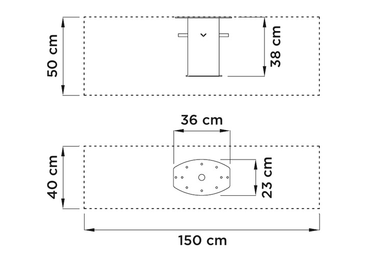 Maße der Bodenhülse für Flexy Zen / Large