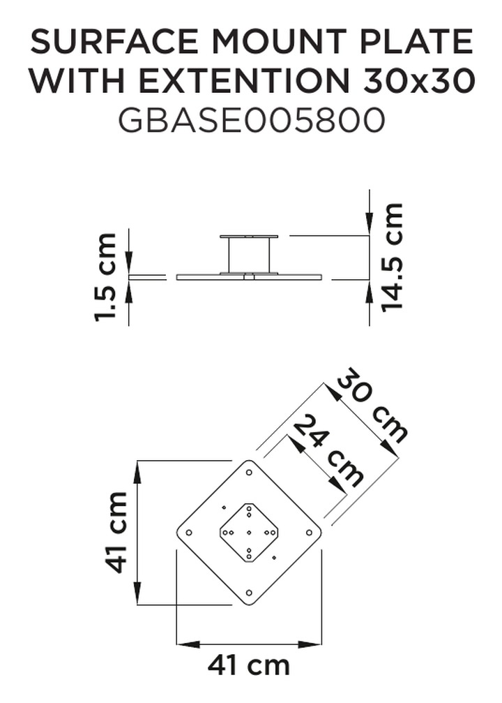 Mere talne plošče 30 x 30 cm s podaljškom GBASE005800