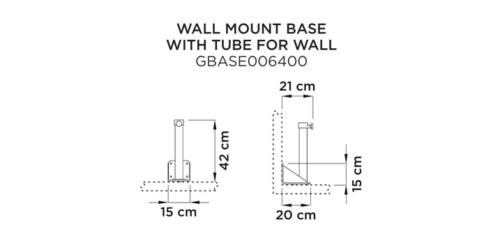 Dimensions: Fim wall mount base with tube for Wall
