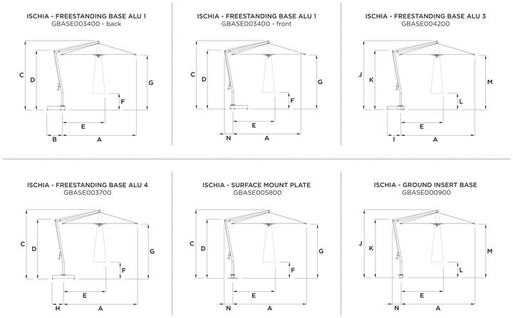 Base drawings for the Ischia umbrella