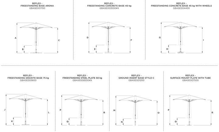 Disegni delle basi per l'ombrellone Reflex