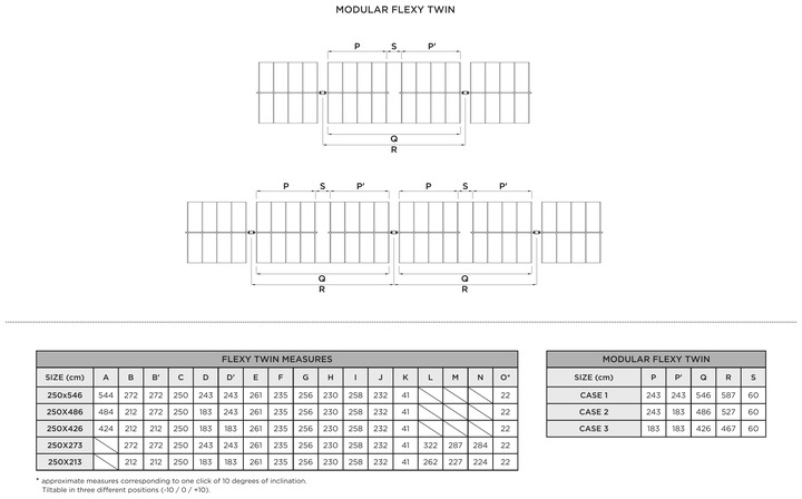 Flexy Twin sunshade measurement table