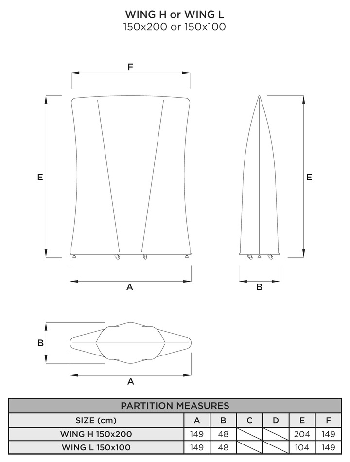 Wing divider dimensions
