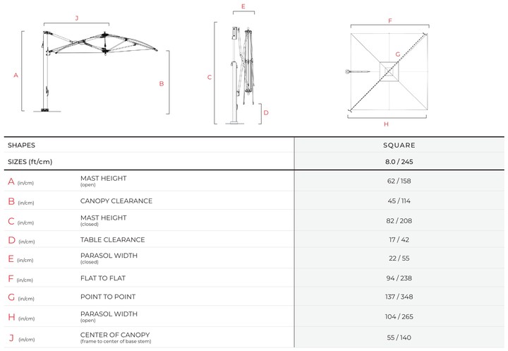 Bay Master M1 Swim Under Cantilever Abmessungen