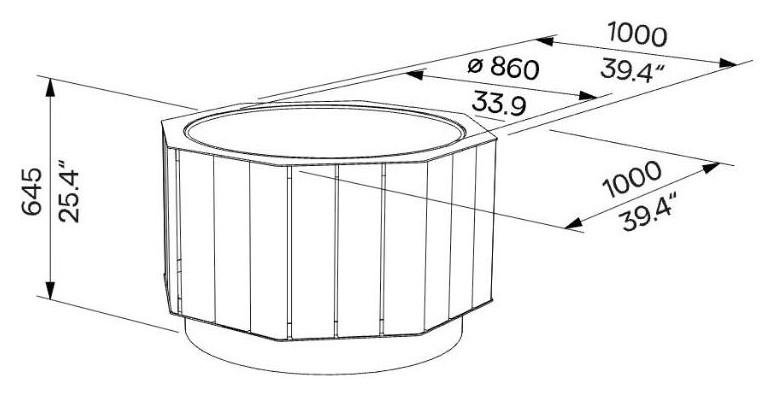 Egoe A korito 300 l, A30-210 – Načrt z merami