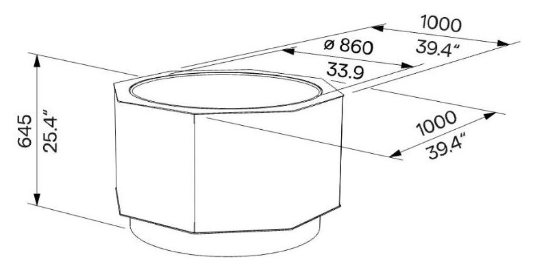 Egoe A korito 300 l, A30-220 – Načrt z merami