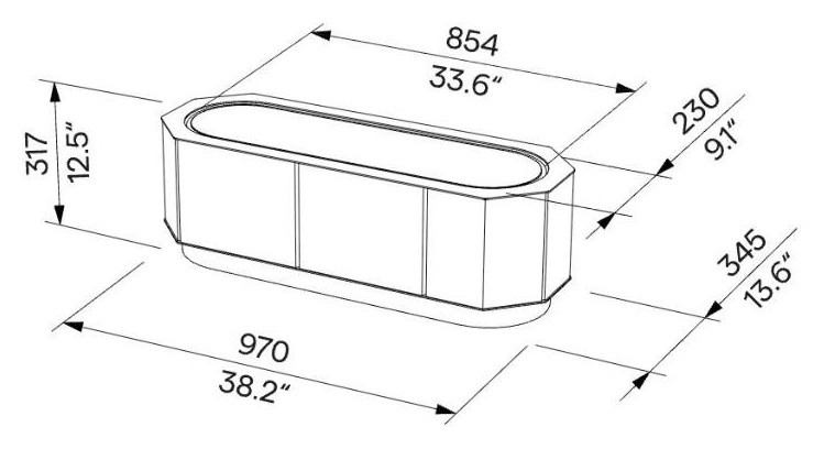 Egoe A korito 45 l, A30-520 – Načrt z merami
