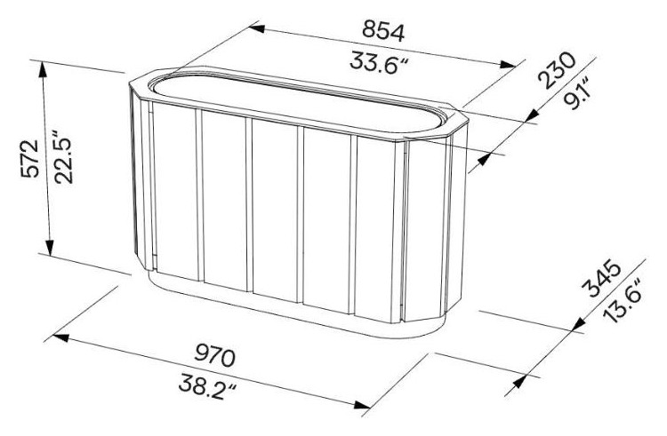 Egoe A korito 90 l, A30-610 – Načrt z merami