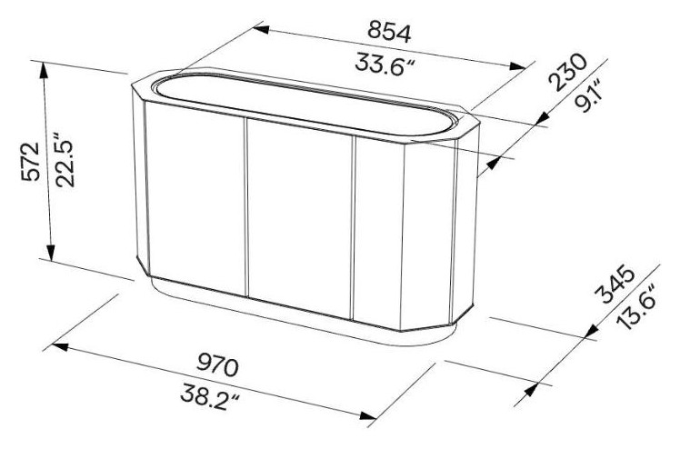 Egoe A korito 90 l, A30-620 – Načrt z merami