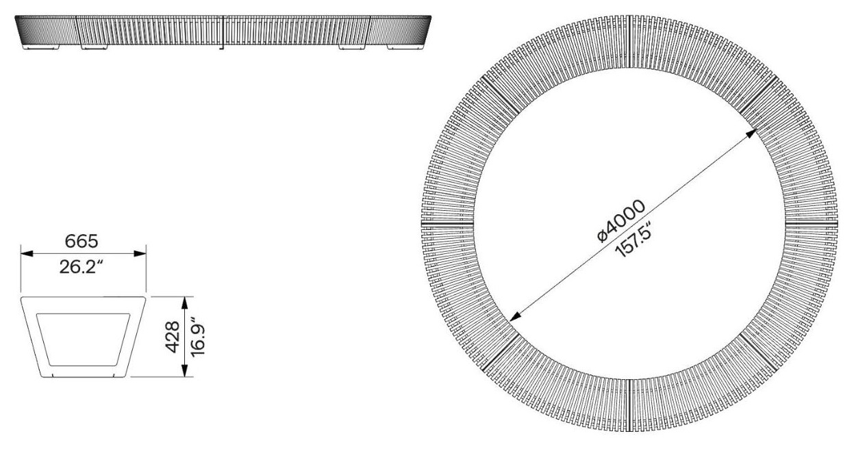 Egoe A set di panche circolari senza schienale, A4-SETO6 – Disegno con misure