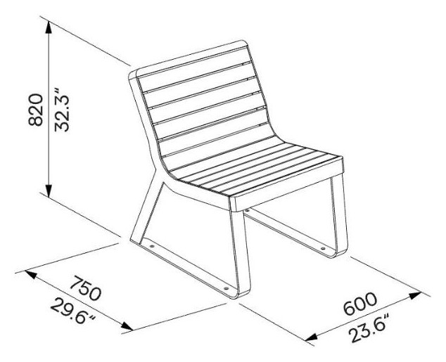 Egoe I Sessel, I1-101 – Maßzeichnung