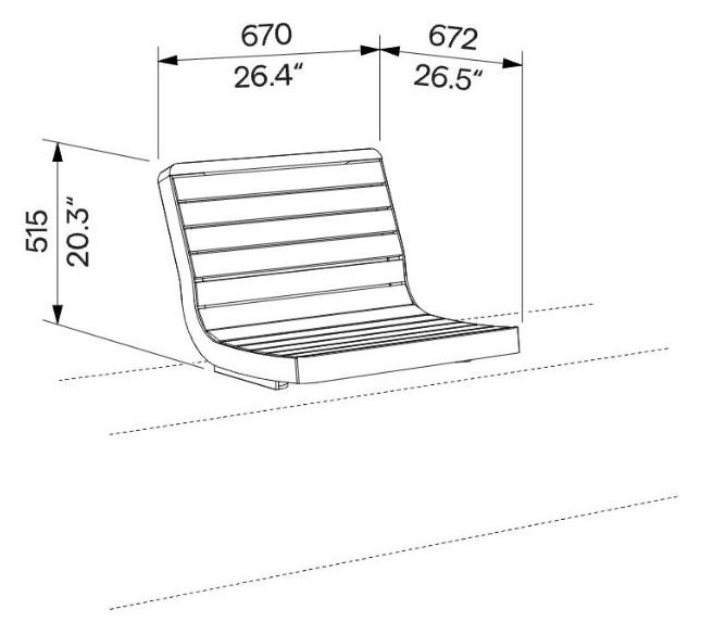 Egoe I Wandbank 0,7 m, I1-106 – Maßzeichnung