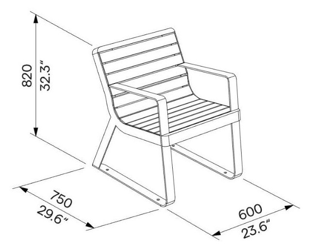 Egoe I Sessel, I1-151 – Maßzeichnung