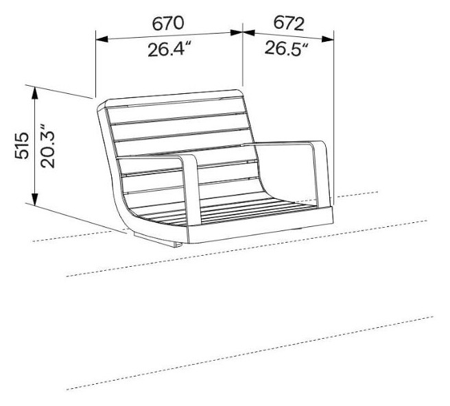 Egoe I Wandbank 0,7 m, I1-156 – Maßzeichnung