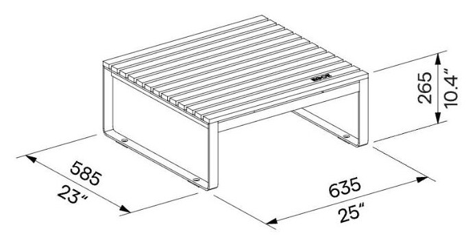 Egoe I niedriger Tisch / Fußhocker, I1-3651 – Maßzeichnung