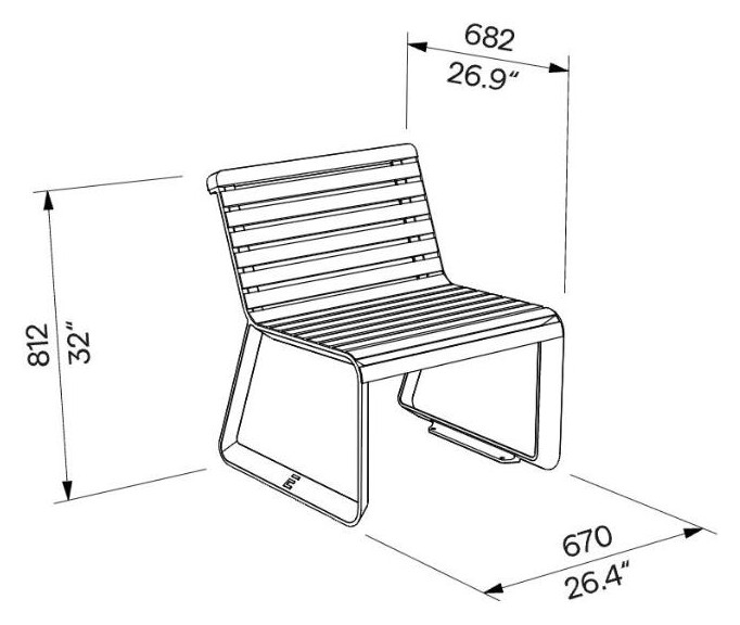 Egoe I Sessel ohne Armlehnen, I2-101 – Maßzeichnung