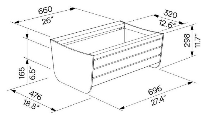 Egoe I Planter 35 l, I30-100E – Dimension drawing