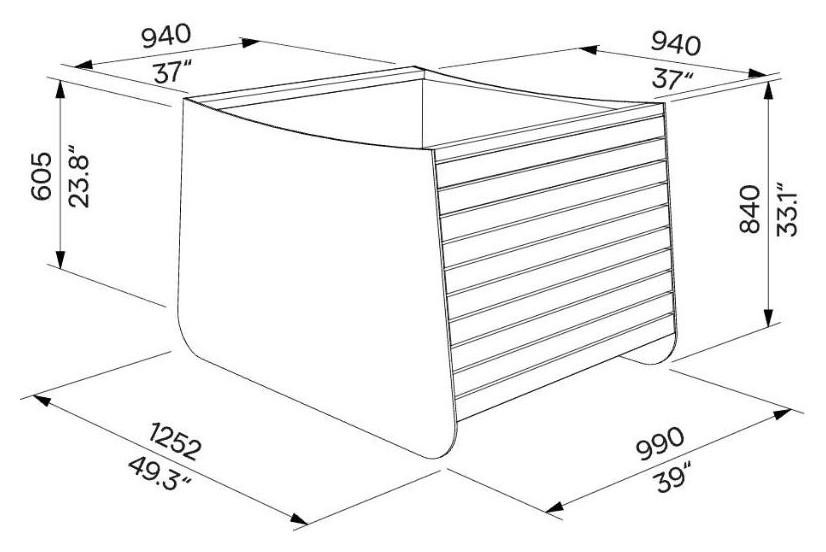 Egoe I Blumenkasten 550 l, I30-200A – Maßzeichnung