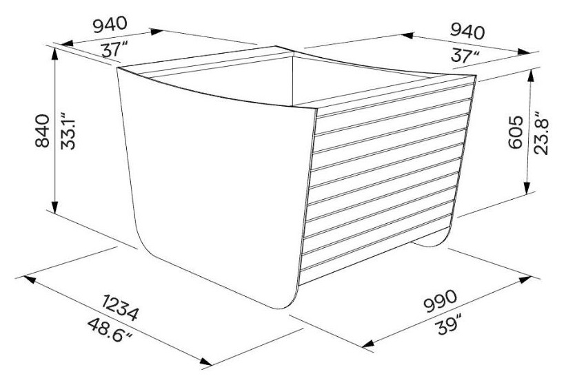 Egoe I Blumenkasten 550 l, I30-200E – Maßzeichnung