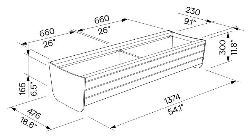 Egoe I Blumenkasten 2x35 l, I30-500E – Maßzeichnung
