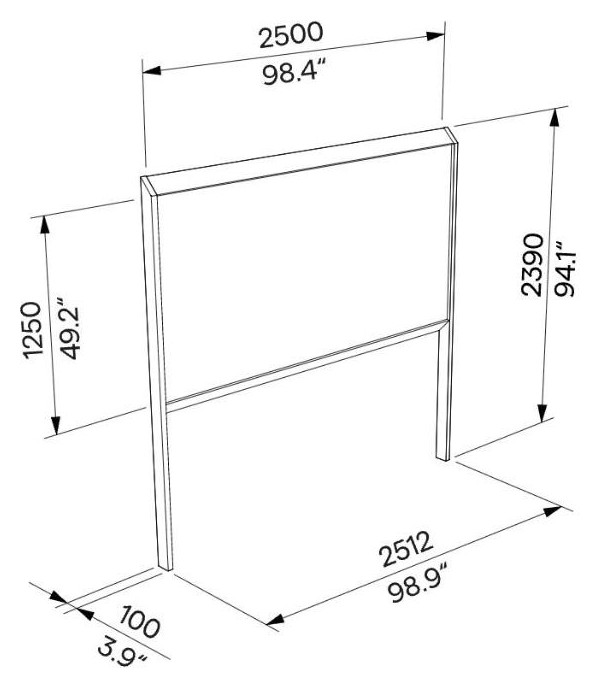 Egoe L enostranska plakatna tabla 2,5 x 1,3 m, L4-100 – Načrt z merami