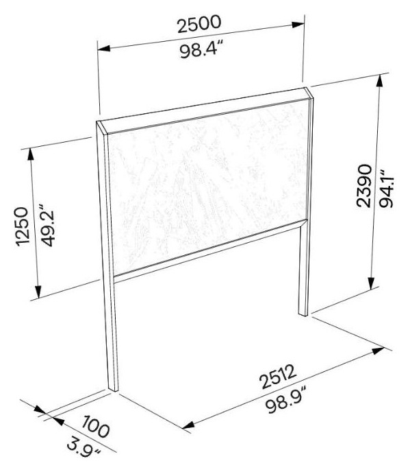 Egoe L enostranska plakatna tabla 2,5 x 1,3 m, L4-110 – Načrt z merami