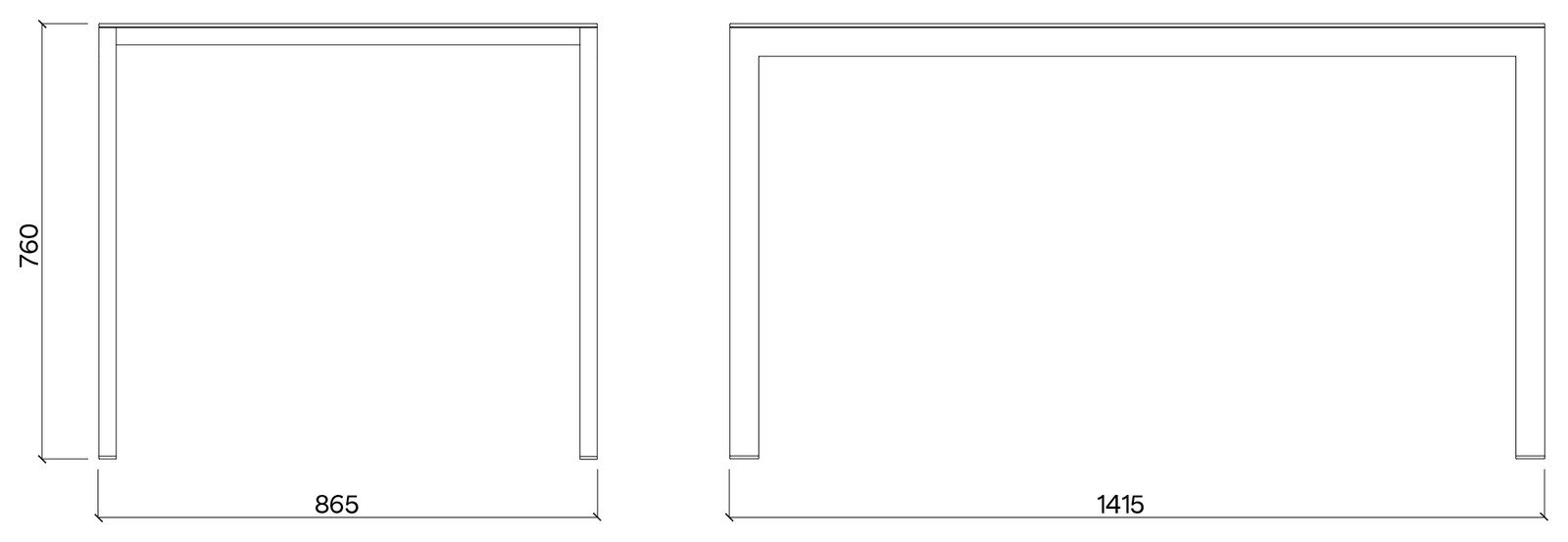 Egoe Cora pravokotna miza, HPL, 141,5 x 86,5 cm – Načrt z merami