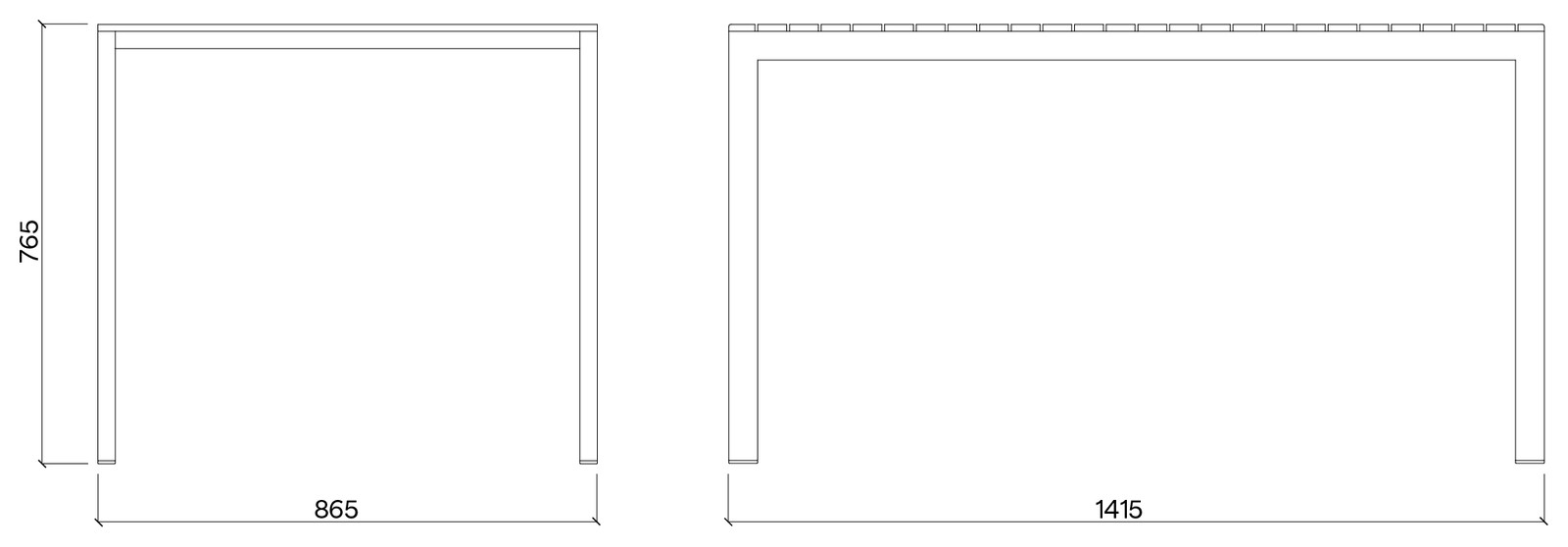 Egoe Cora rechteckiger Tisch, 141,5 x 86,5 cm – Maßzeichnung