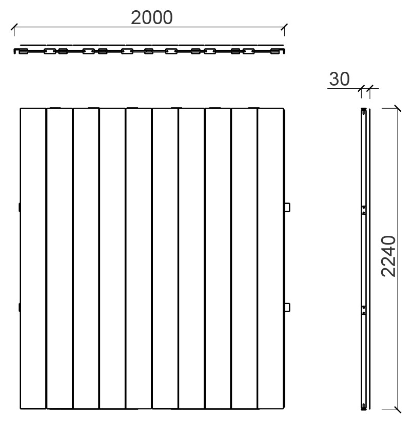 Egoe LEVA strap wall, polyester – Dimension drawing
