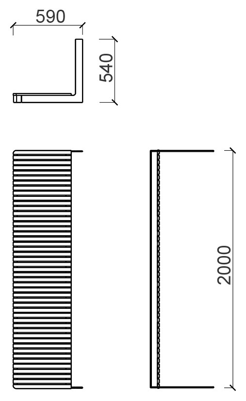 Egoe LEVA integrated bar table for single cube with plank table top – Dimension drawing