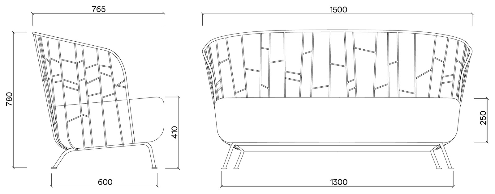 Egoe Máj sofa – Načrt z merami