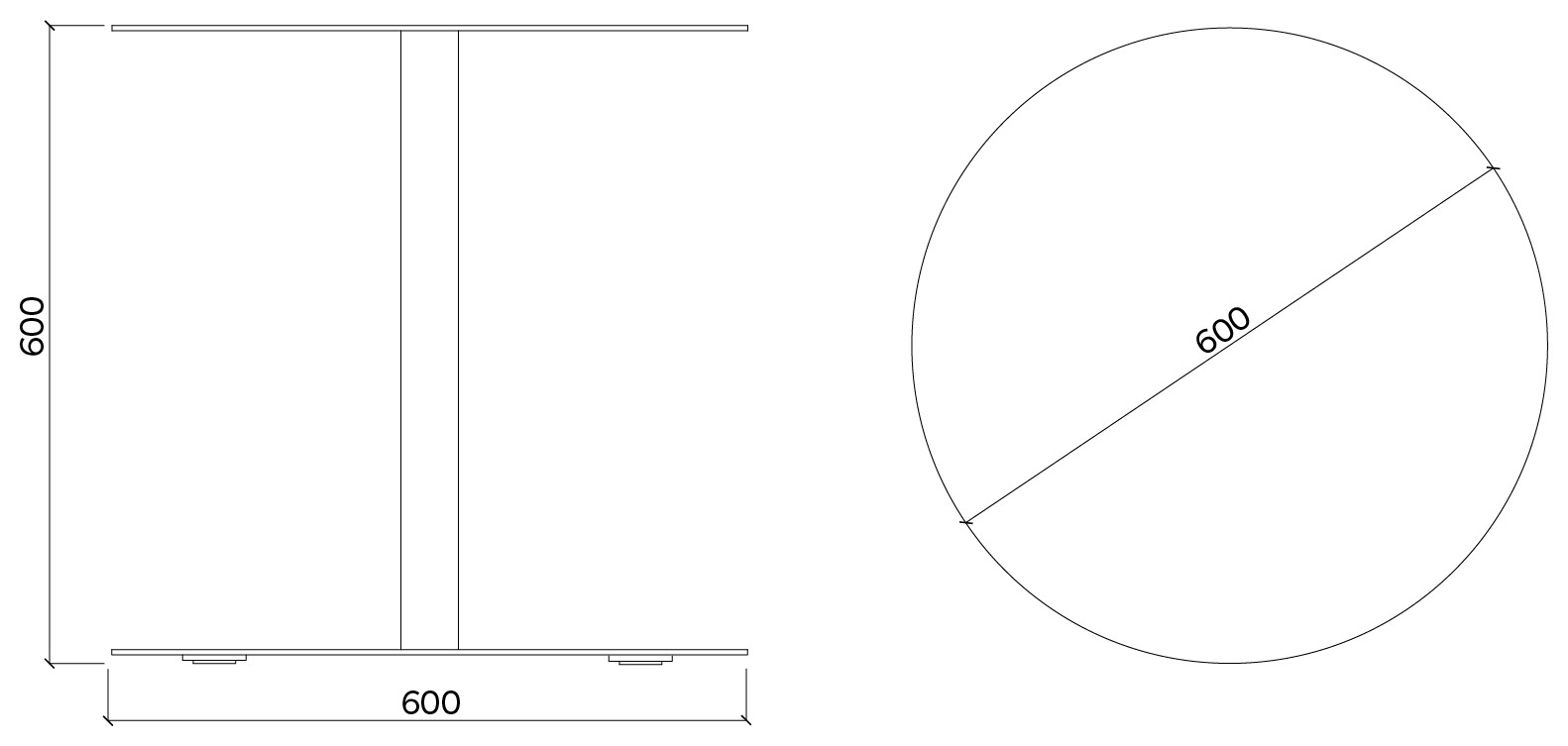 Egoe Spulka srednja okrogla miza – Načrt z merami
