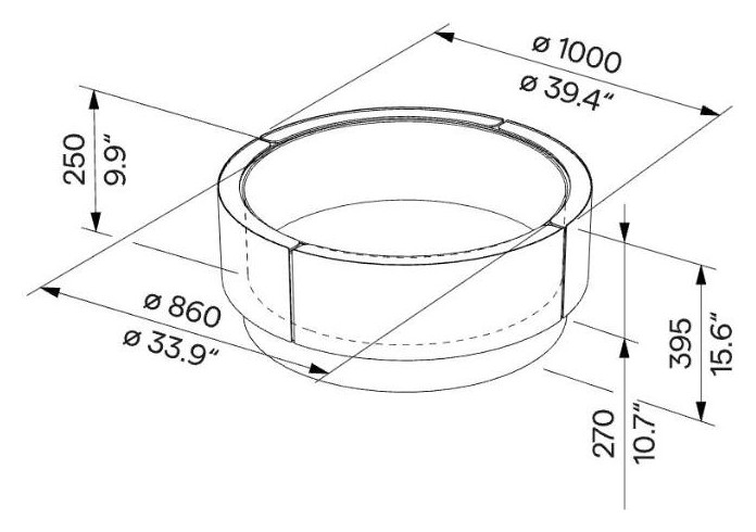 Egoe U korito 150 l, U30-140 – Načrt z merami