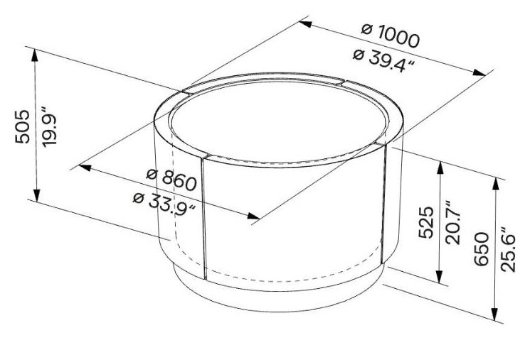 Egoe U korito 300 l, U30-240 – Načrt z merami