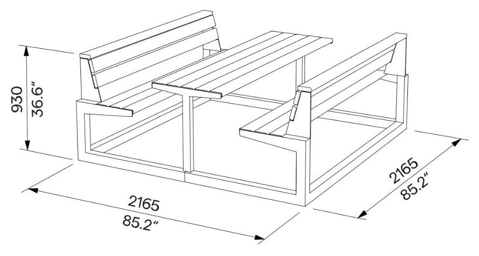 Egoe U Picknick-Set für 6-8 Personen, U4-610 – Maßzeichnung