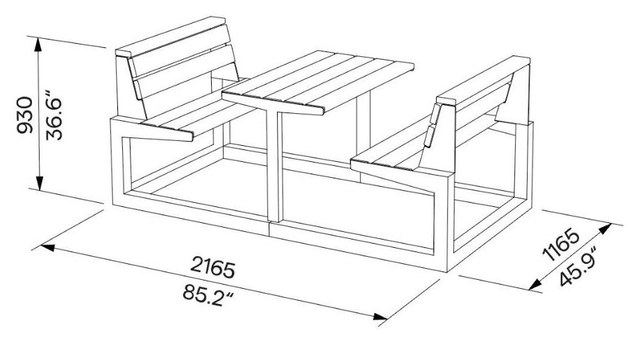 Egoe U Picknick-Set für 4 Personen, U4-620 – Maßzeichnung
