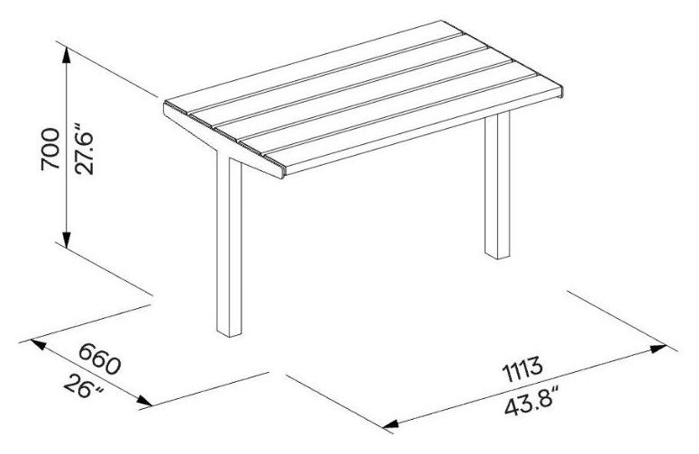 Egoe U Picknick-Tisch, U4-622 – Maßzeichnung