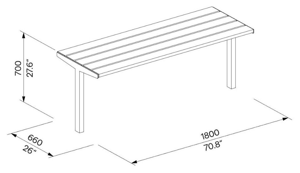Egoe U Picknick-Tisch, U4-632 – Maßzeichnung