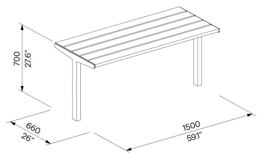 Egoe U Picknick-Tisch, U4-642 – Maßzeichnung