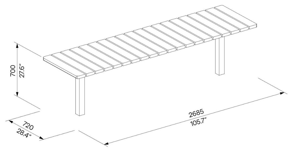 Egoe U Picknick-Tisch, U4-6520 – Maßzeichnung