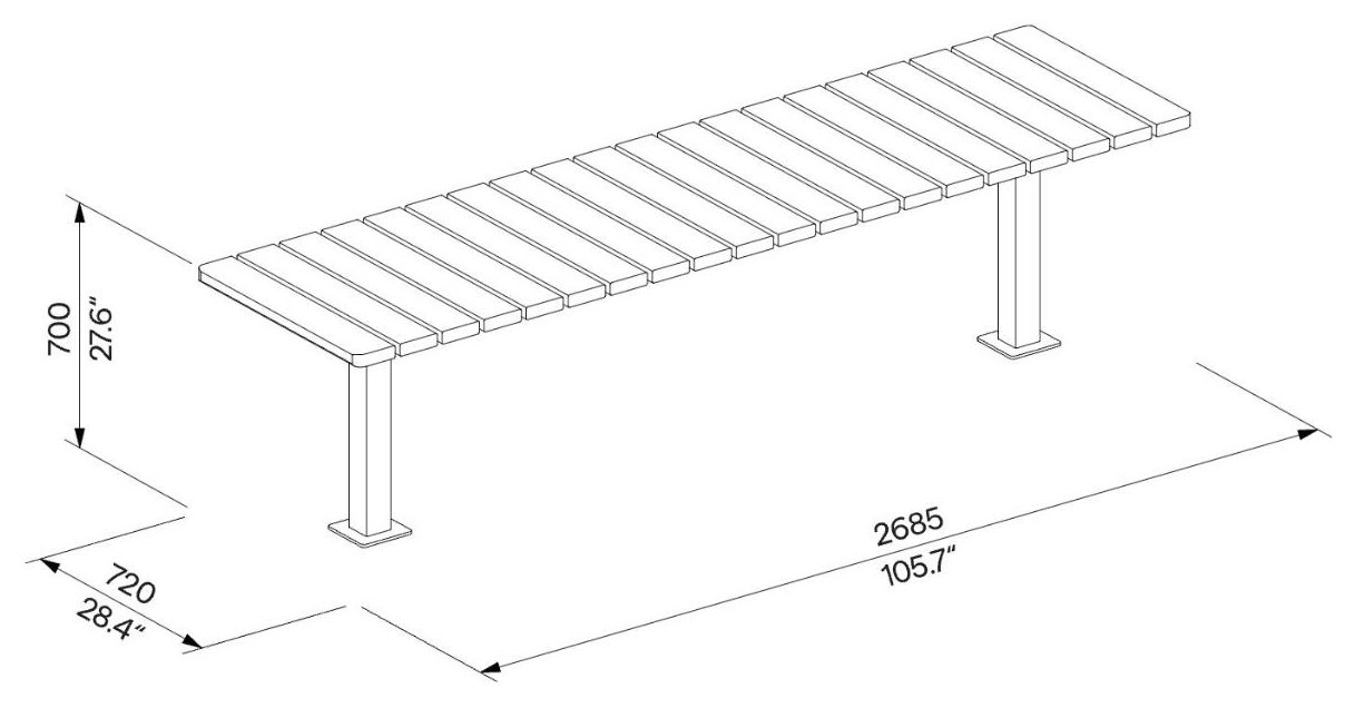 Egoe U Picknick-Tisch, U4-6521 – Maßzeichnung